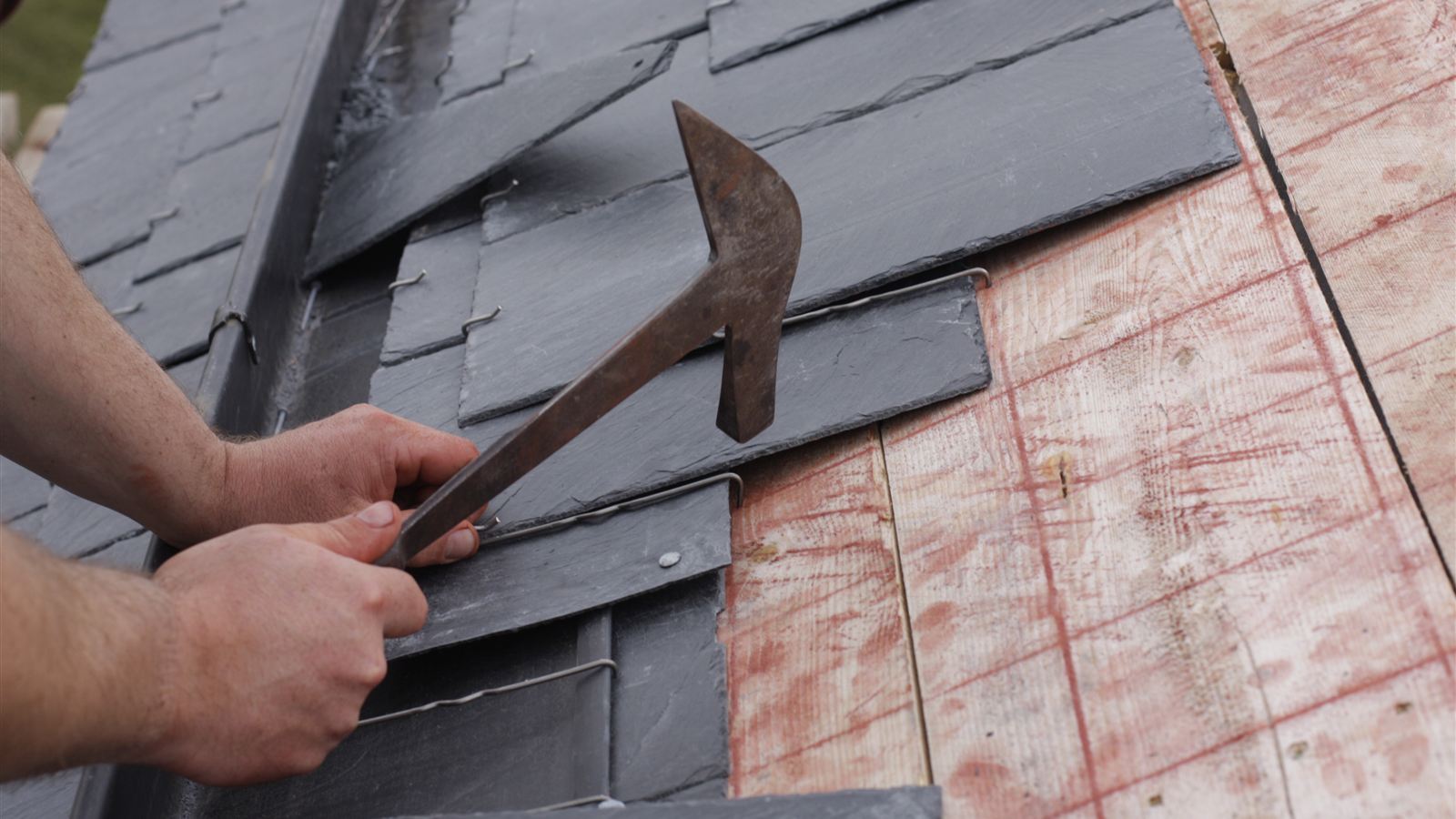Photo of slate roofing work